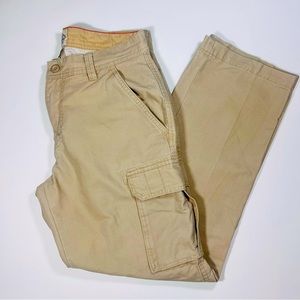 Saint Johns Bay boys cargo khakis pants W30”, L30” 100% cotton Velcro closures